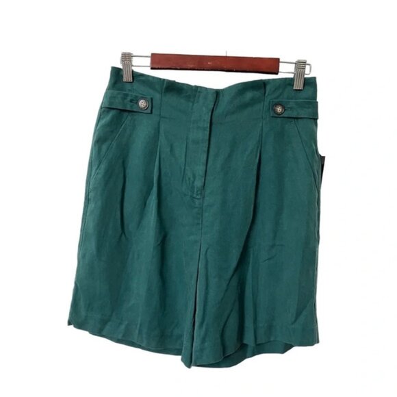 RW CO Green High Rise Tencel Flowy Pleated Front Shorts - Picture 1 of 6